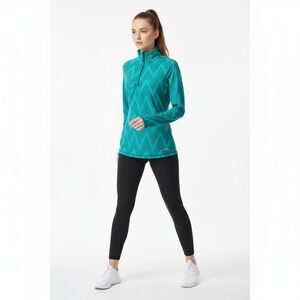 Eddie Bauer Activewear Shirt Womens Size S Teal Quarter Zip Mock NeckPerformance